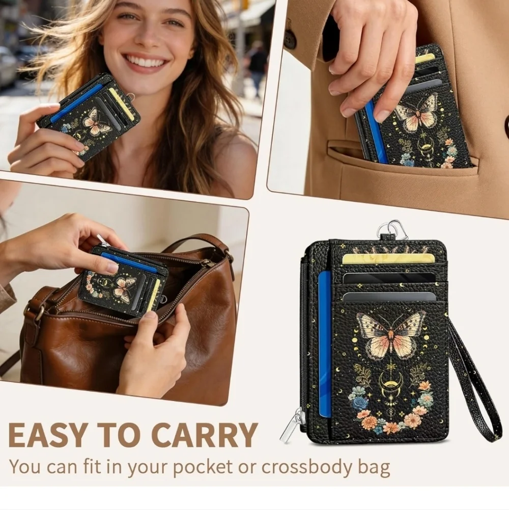 Butterfly Design Black Phone Wallet Case